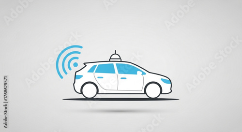 White selfdriving car with blue accents