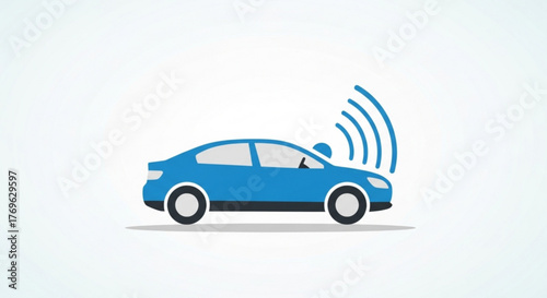 Blue selfdriving car with blue accents