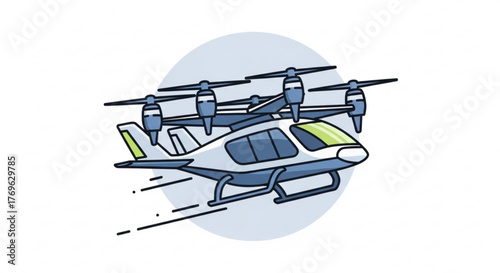 Futuristic flying car with electric propulsion