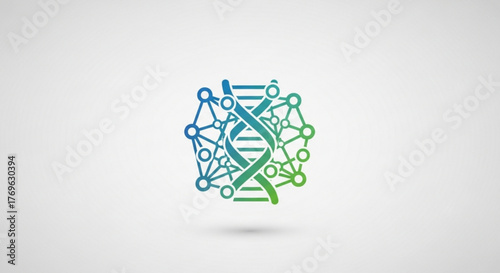 Illustration of dna structure surrounded by network