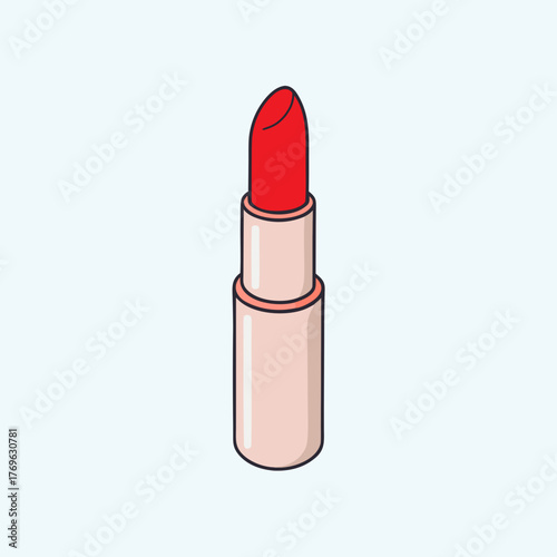 A simple red lipstick silhouette isolated on white background