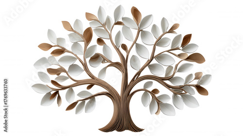 Abstract family tree with paper cut foliage design, beautiful genealogy chart symbolizing heritage and ancestry. Isolated illustration representing lineage and family connection