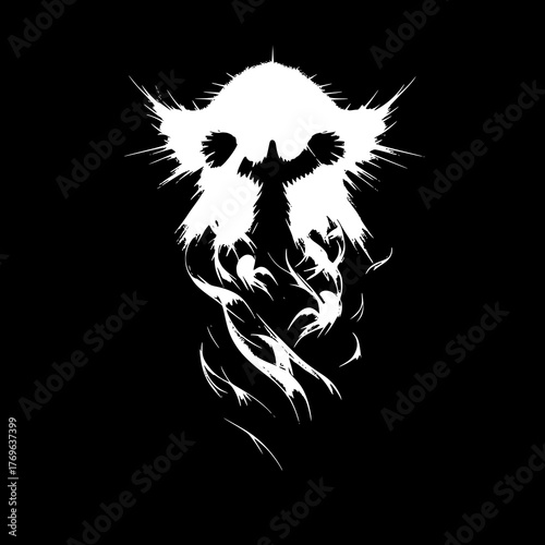 Abstract Silhouette: A striking artistic rendering of a dark silhouette figure, characterized by sharp lines and intricate details.