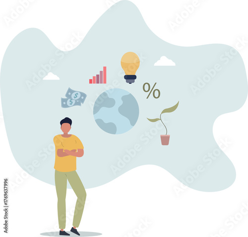 ESG or environmental social governance finance investing.Business eco principles with sustainable.life and employment of people.