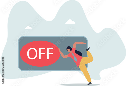 Switch off or turn off setting preference, analytics control panel or power shutdown electricity, saving energy and ecology concept.life and employment of people.