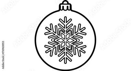Elegant black and white Christmas ornament with snowflake motif for winter festivities
