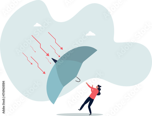 Protection or defensive stock in economy crisis or market crash, business resilient to survive difficulty or insurance concept.life and employment of people.