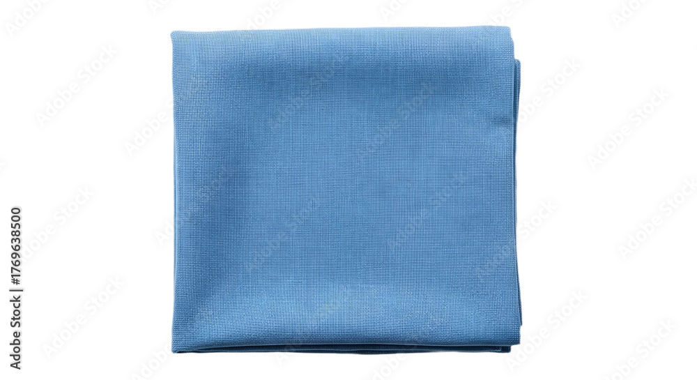 Fototapeta premium A folded light blue fabric on transparent background, png