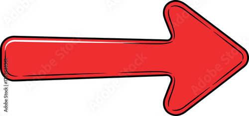Red Arrow Pointing to the Right, Simple and Bold Graphic Element for Directional Cues
