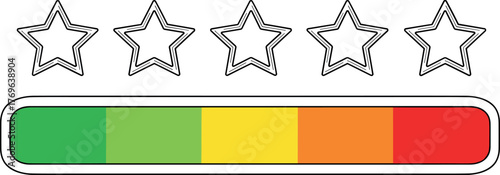 Five-star rating with color-coded bar representing customer feedback and satisfaction levels
