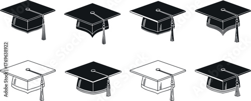 Mortarboard Collection Graduation Cap Illustration