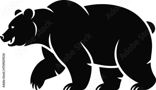 Black silhouette of a walking bear minimalist design