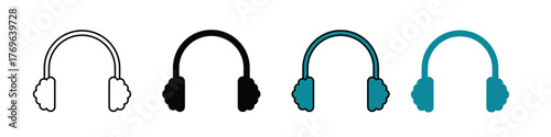 Ear muffs icon in outline, solid, and color styles. Perfect for winter, fashion, clothing, and cold-weather designs.