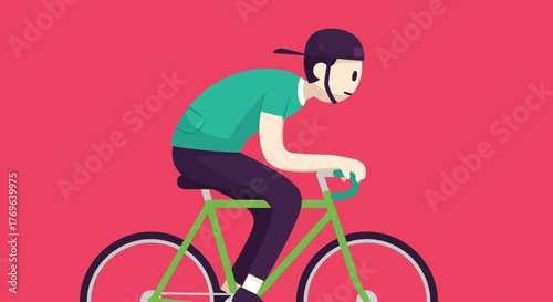 Stylized Cyclist Illustration Showcasing Active Lifestyle and Fitness Pursuit on a Vibrant Backdrop