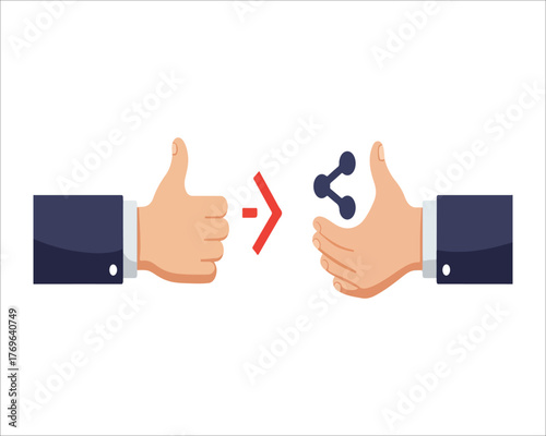 Thumbs up to share symbol concept for viral content success