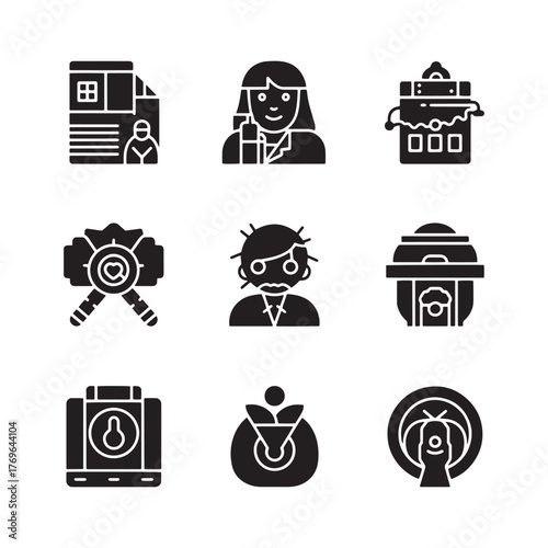 Set of nine different vector icons for various purposes use