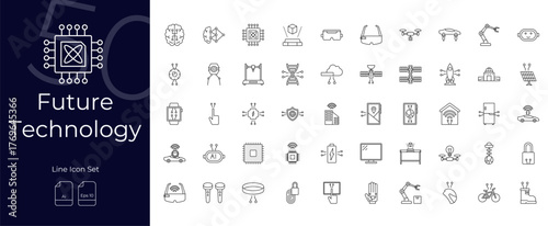 Future Technology Line Editable Icons set.