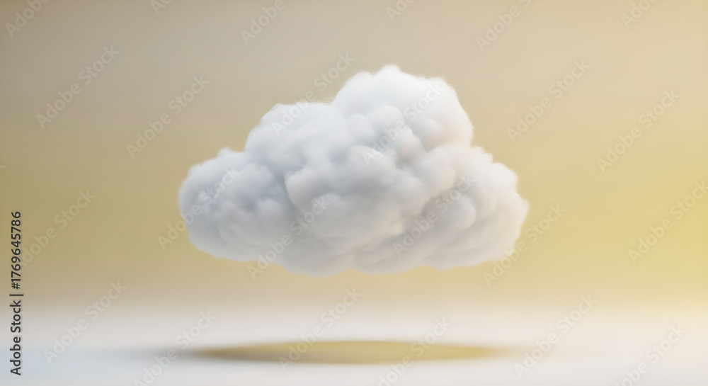 Naklejka premium White Fluffy Cloud 3D Render Minimalist Copy Space