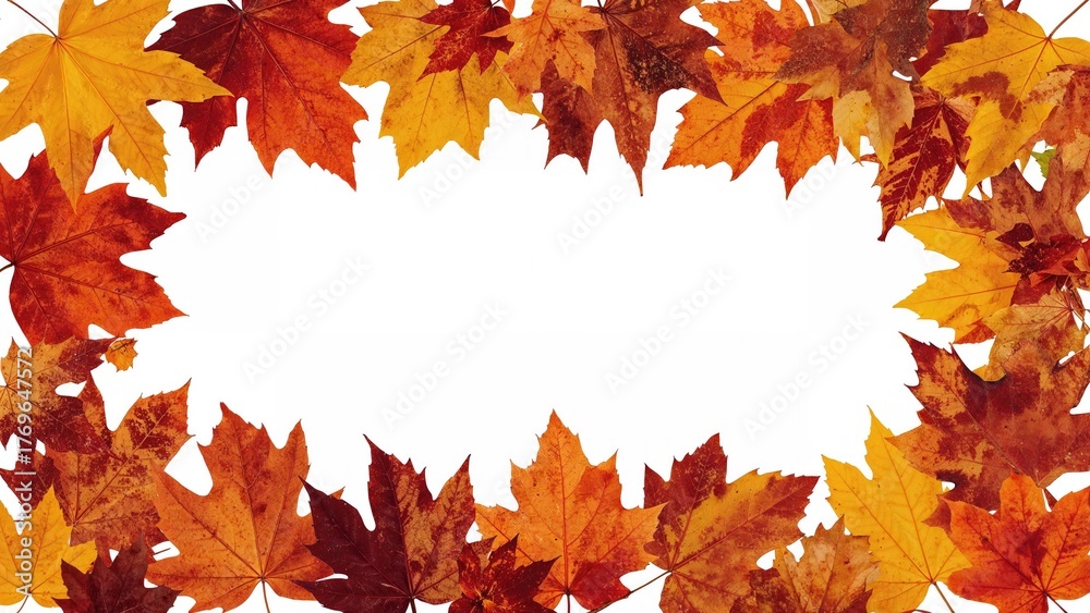 Fototapeta premium Autumn fall leaves on a white isolated background