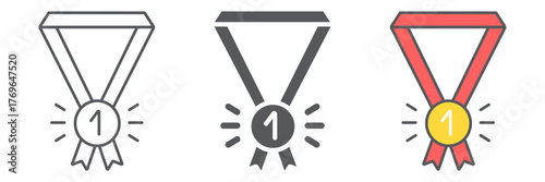 Medal line icon, badge and award, first place prize sign, vector graphics, a linear pattern on a white background.