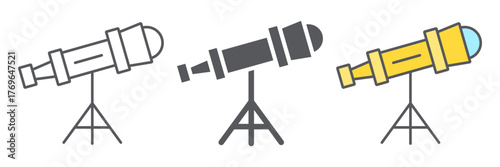 Telescope line icon, science and astronomy, spyglass sign, vector graphics, a linear pattern on a white background.