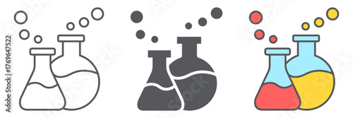 Lab glassware line icon, science and laboratory, chemical flasks sign, vector graphics, a linear pattern on a white background.