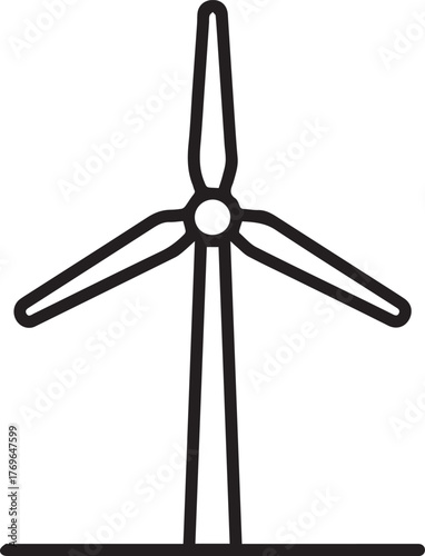 Clean energy symbol of a modern wind turbine generating power.