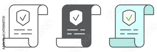 Policy icon, document and contract, insurance paper sign, vector graphics, a linear pattern on a white background. editable stroke