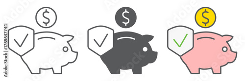 Deposit insurance icon, safety and finance, money protection sign, vector graphics, a linear pattern on a white background. editable stroke