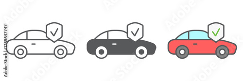 Car insurance icon, safety and auto, automobile protection sign, vector graphics, a linear pattern on a white background. editable stroke