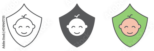 Children insurance icon, kids and care, family insurance sign, vector graphics, a linear pattern on a white background. editable stroke