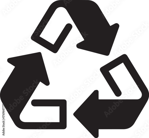 Universal symbol for recycling, representing environmental awareness and sustainability.