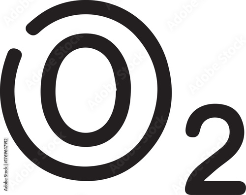 Clean, minimalist illustration of oxygen molecule symbol, representing life and air.