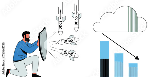 Protecting Cloud Data from Cyber Attacks with a Shield: A Bearded Professional Defends Against DDoS Attacks Using Advanced Cybersecurity Solutions to Ensure Data Safety, Integrity, and Confidentiality