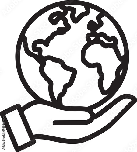 Empowering sustainability with a hand holding the Earth, symbolizing environmental care and global responsibility for a brighter, greener future