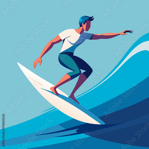 A surfer balancing on a wave in the ocean