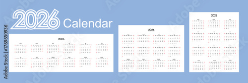 2026 calendar template with Three layout, Vector Illustration