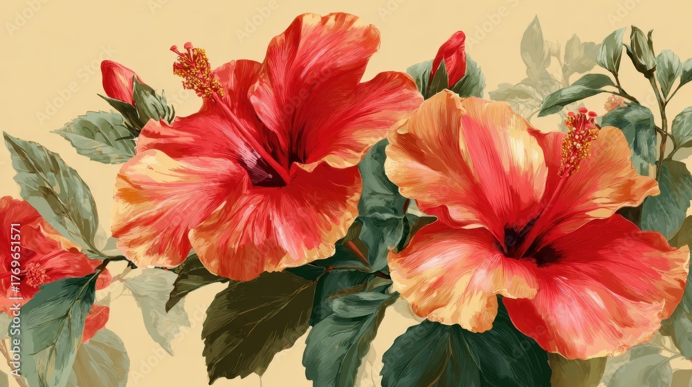 custom made wallpaper toronto digitalStunning hibiscus flowers display their bright colors and delicate petals in a serene setting.