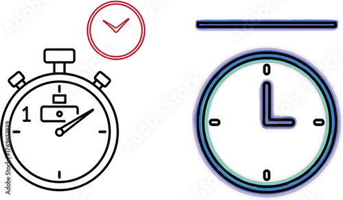 Time Management Icons Presenting Deadlines and Punctuality for Business Efficiency, Featuring Stopwatch and Clock Symbols Emphasizing Speed, Productivity, and Timing in a Modern Professional Context f