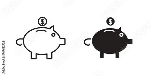 Piggy bank icon simple flat trend modern graphic design abstract logotype