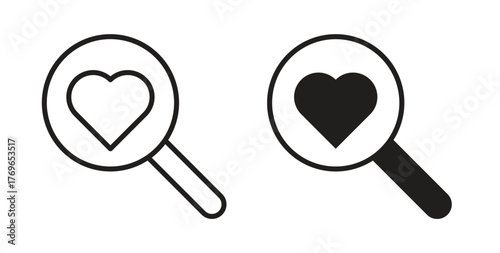 Search heart icon simple flat trend modern graphic design abstract logotype