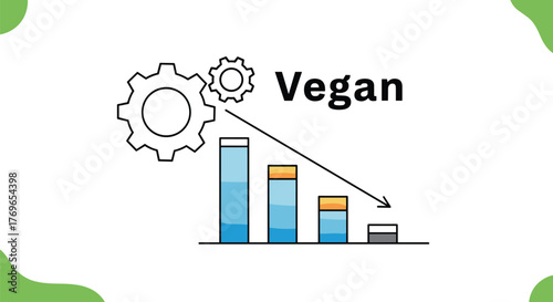 Vegan Lifestyle Declining with Gears & Charts Illustrating Problems in Plant-Based Food Industry, Analysis of Statistics for Veganism, Decrease in Demand, Conceptual Diagram for Dieting Trends, Websit