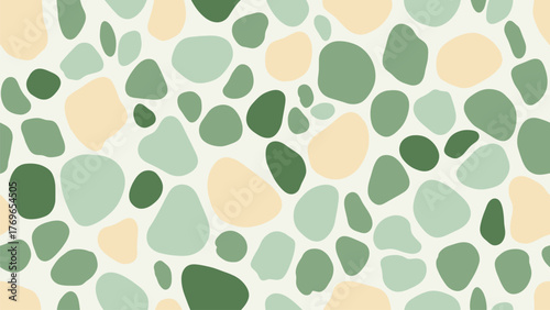 Soft Pebble-Leaf Scatter Background in Sage and Mint, Editable Seamless Eco Pattern for Sustainable Stationery and Brand Templates