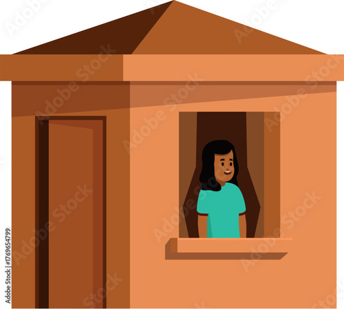 Happy child enjoying playtime in a playhouse, creating joyful childhood memories