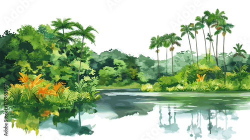 Peperpot Nature Park. Peperpot Nature Park hand drawn watercolor illustration