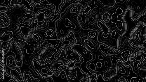 The stylized height of the topographic contour in lines and contours. The concept of a conditional geography scheme and the terrain path. Vector illustration