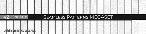 Set of Subtle Grey Geometric Patterns – Minimal Seamless Abstract Backgrounds