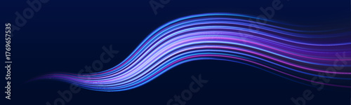 PNG urban highways with twisting pink and blue glowing streaks. Dynamic motion blur highlights futuristic energy and vibrant night speed. Perfect vector for digital city and technology concepts.