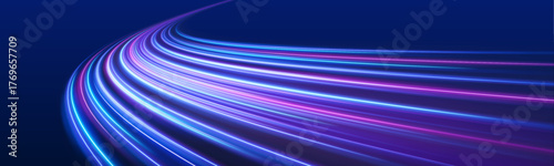 PNG electric blue streaks flow through urban night roads. Twisting trails create a sense of futuristic speed and dynamic energy. Ideal for digital city backgrounds.