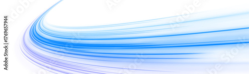 Abstract blue wave lines and glowing motion effect. Flowing waves of blue energy with glowing lights swirl, creating an impression of motion in transparent space.	